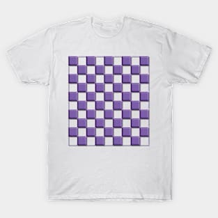 Geometric purple checkered 3D design T-Shirt